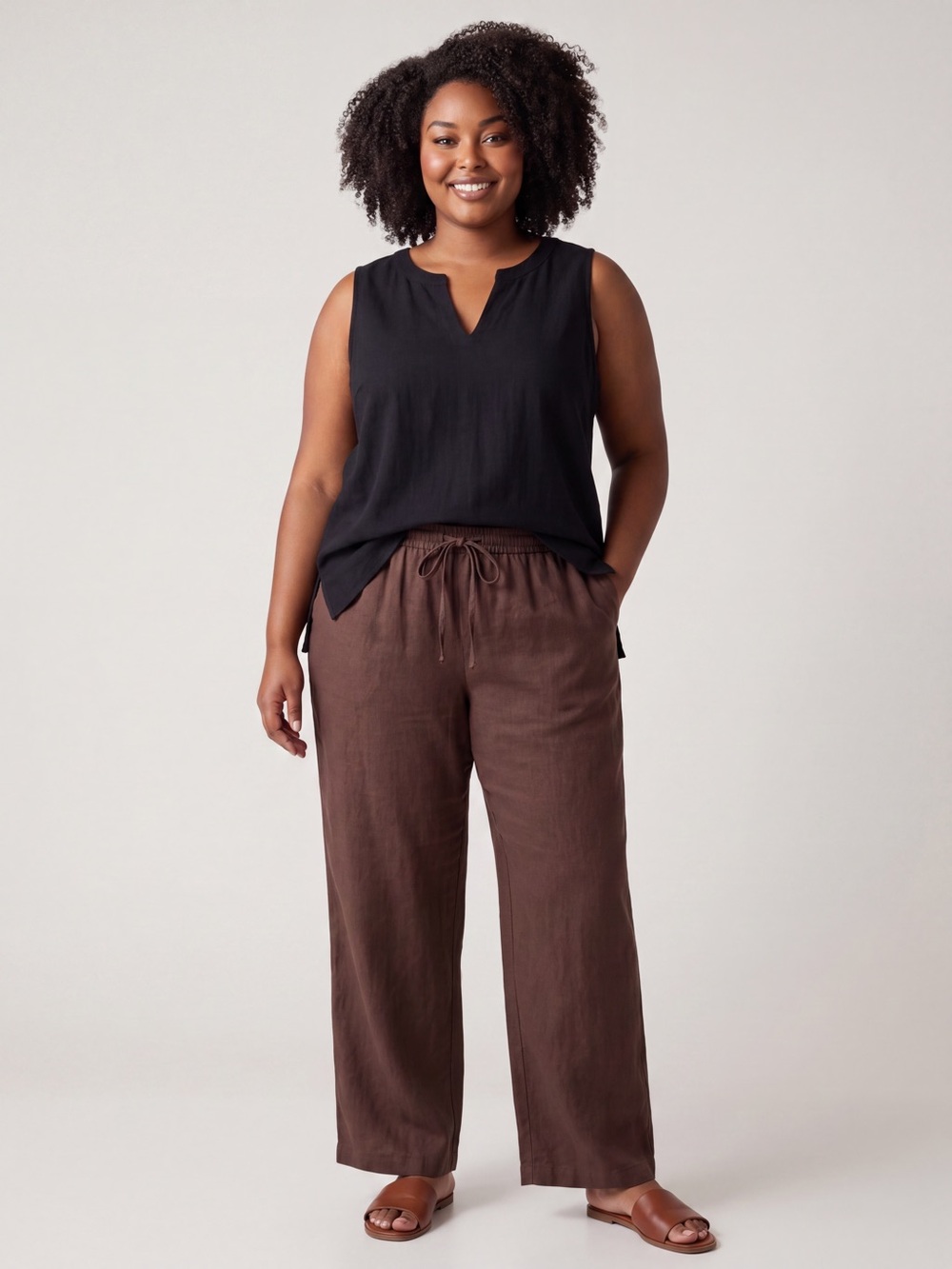 Jaclyn Smith Black Sleeveless V-Neck Blouse Tank Top Plus Size minimalist Basic